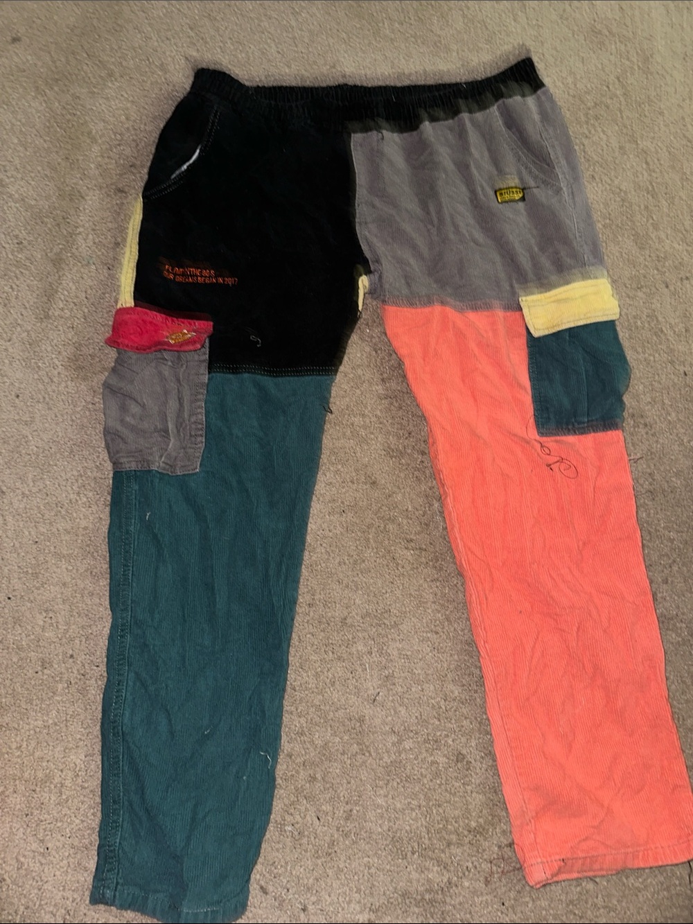 Stussy Color Block Patchwork Corduroy Cargo Skate Pants